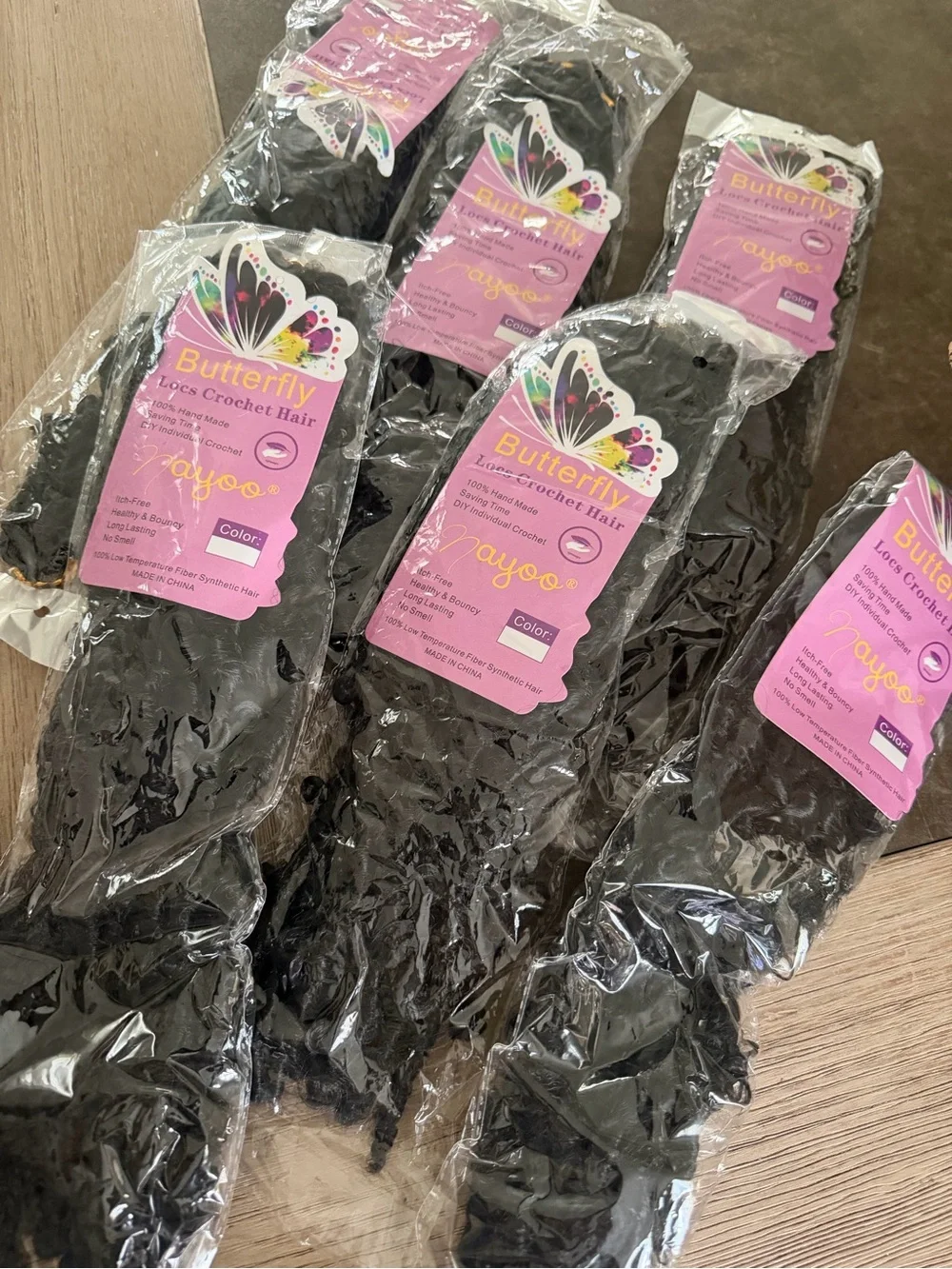Butterfly Black  Locs Crochet Hair Extensions - 6 Pack